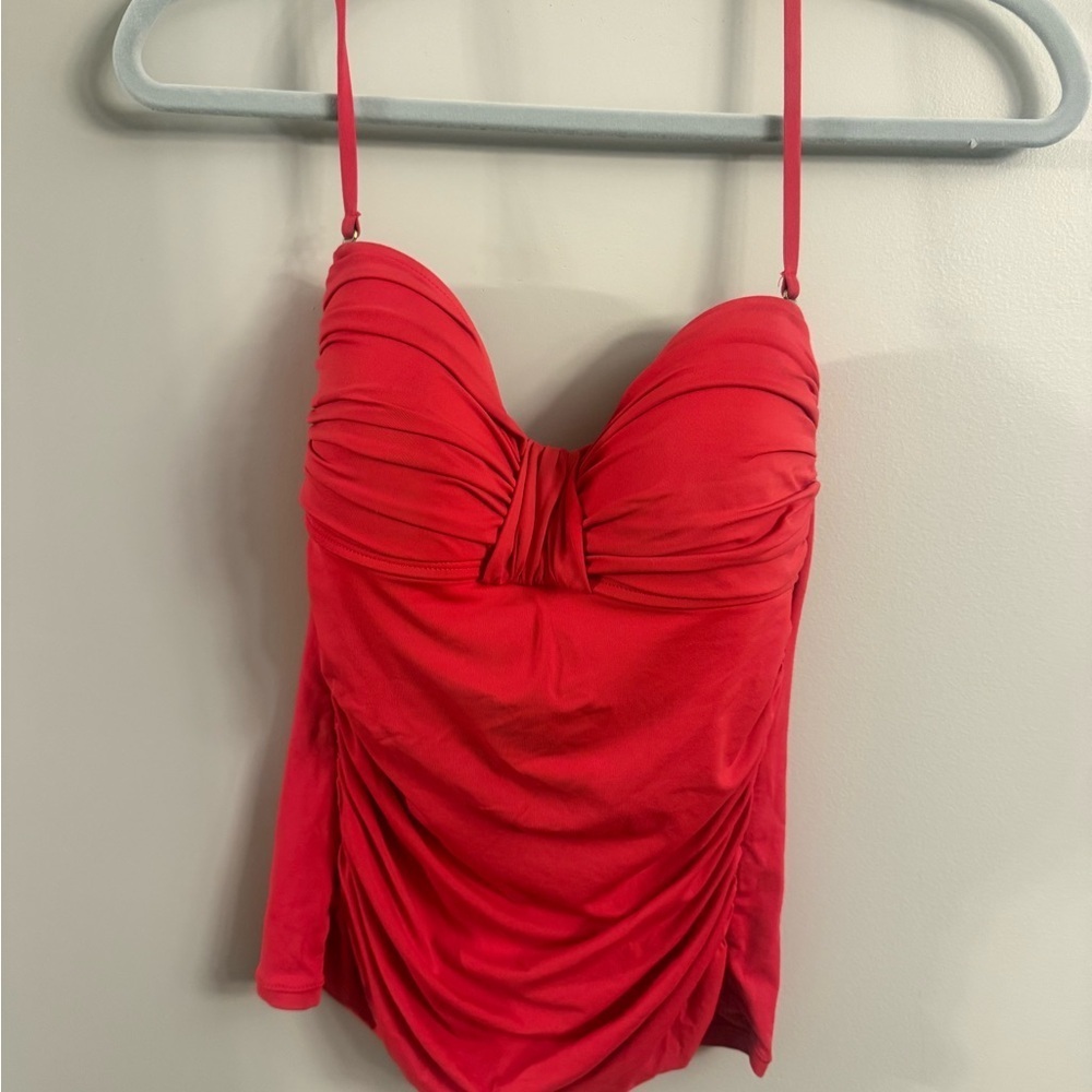 Red Ruched Tankini Top.